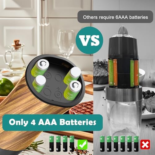 Electric Salt and Pepper Grinder Set, Battery Powered, Wood Grain