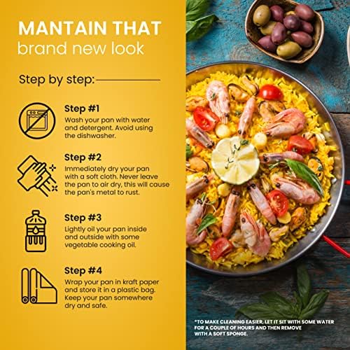 Machika Traditional Carbon Steel Skillet, Genuine Spanish Paella Pan