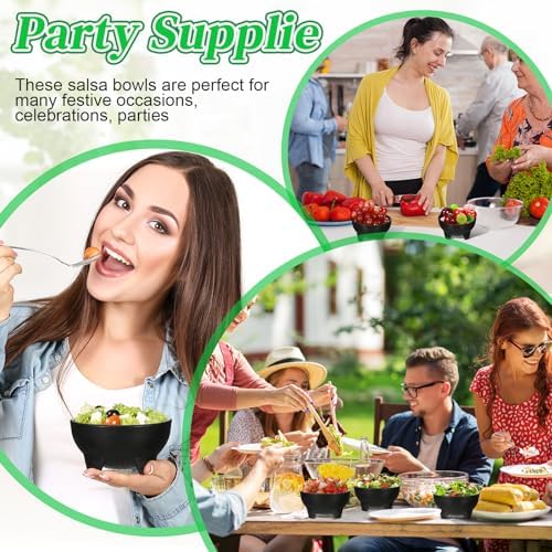 Maxcheck 12 Pcs Salsa Bowls for Party 4.5" Diameter, 10 oz, Black