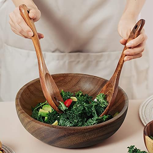 AOOSY 3-Pcs Acacia Wood Salad Bowl Set, 9 Inch Wooden Serving Bowl