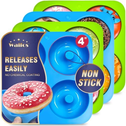 Walfos Full Size Silicone Donut Mold for Baking- 4 Inch Big Size