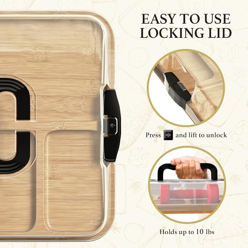 Charcuterie Board with Lid - Reversible, 2-in-1 Travel Portable Cheese Board for Picnics & Entertaining - Housewarming Gift Set Idea - Covered Snack Serving Tray - Large Food Platter