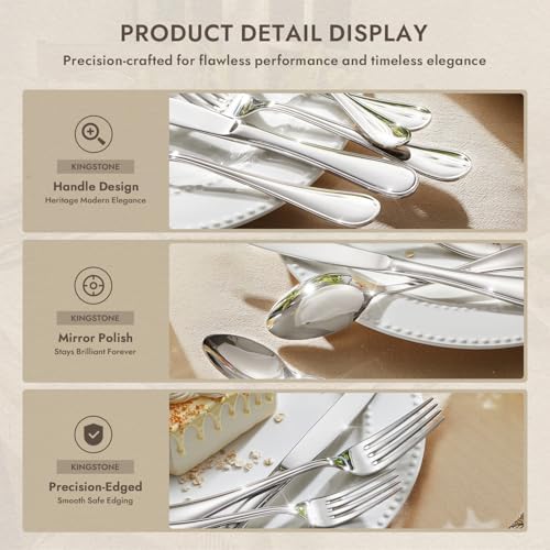 18/10 Stainless Steel Silverware Set for 4, 20 Piece Teardrop Flatware