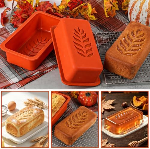 Webake 2 Pack Fall Loaf Pan with Steel-Reinforced Frame, 8.5 x 4 Inch