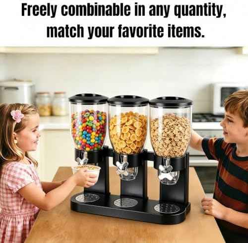 Cereal Dispenser, Airtight Dry Food Storage Container, Shatterproof PET Grain Container for Oatmeal Snack Nut Candy Pet Food