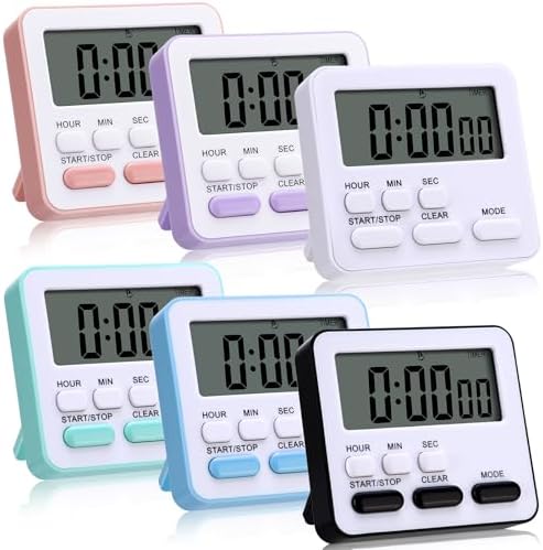 Leumoi 6 Pcs Digital Kitchen Timer, Multicolor