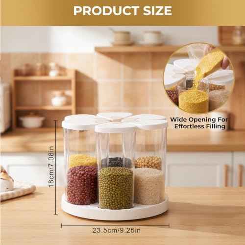 5-10 lbs 6 Grids 360° Rotating Cereal Dispenser Countertop