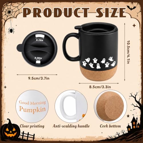 Suclain 2 Pcs Halloween Pumpkin Ghost Coffee Mug Set