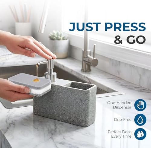 Havara Dish and Hand Soap Dispenser, Granite Resin