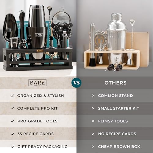 BARE BARREL® Mixology Bartender Kit Bar Set | 16-Piece Cocktail Shaker