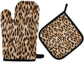QMXO Animal Leopard Skin Pattern Oven Mitts Quilted Cotton Lining