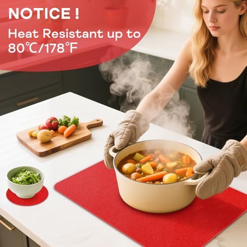 Vinyl Placemats Set of 6, Waterproof Faux Leather Heat Resistant