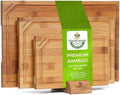 Dark Carbonized Bamboo Cutting Board Set of 3 with Stand, 0.8 Inch