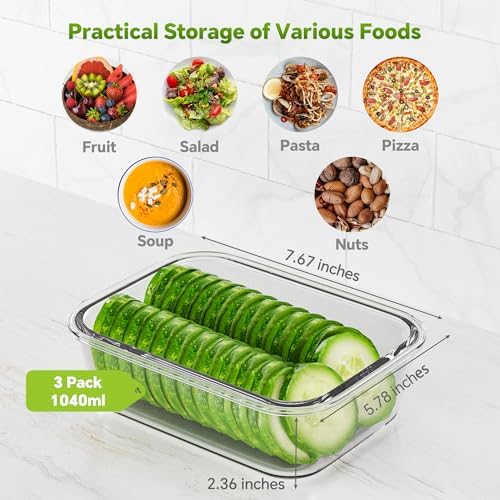 3-Pack 35 oz Borosilicate Glass Food Storage Containers with Lids