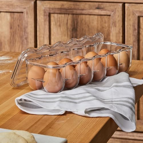 mDesign Stackable Covered Egg Holder, 12 Eggs, Clear