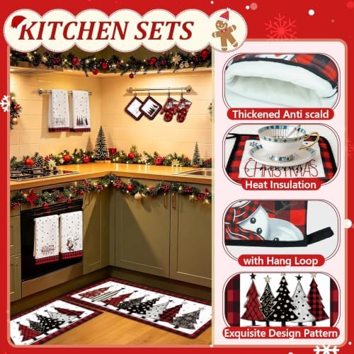 VETOXKA 10 Pcs Christmas Kitchen Decor Set, Snowman Oven Mitts and