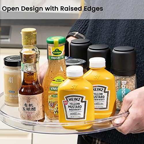 vacane Large 13" Lazy Susan Cabinet Organizer, Non-Skid Lazy Susan Turntable Clear Lazy Susan Tray Storage Containers for Pantry, Kitchen, Countertop, Bathroom-2 Pack