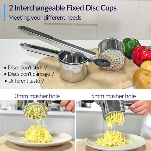 SPEENSUN 15oz Stainless Steel Potato Ricer, 2 Interchangeable Cups