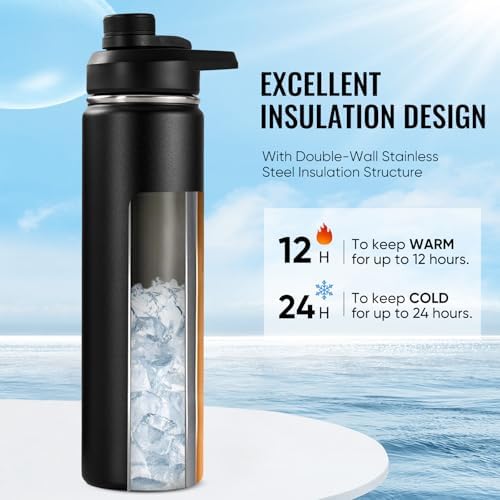 Fijinhom Insulated Water Bottle with Handle, 304 Stainless Steel Water
