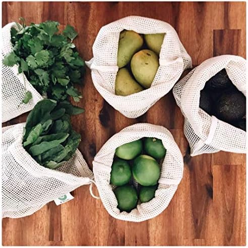 Reusable Garlic Storage Bags - Organic Cotton Garlic Mesh Bags with