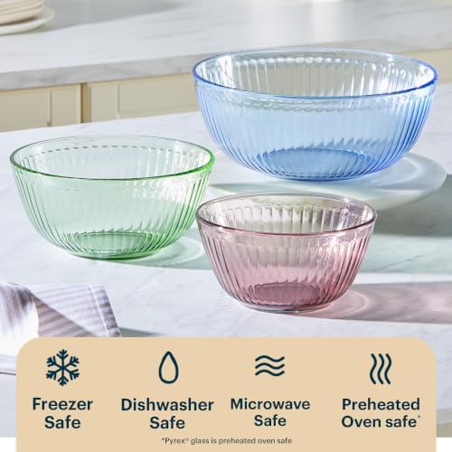 Pyrex Colors Tinted Sculpted Tinted Unlidded Small/Medium/Large Glass Mixing - Image 3