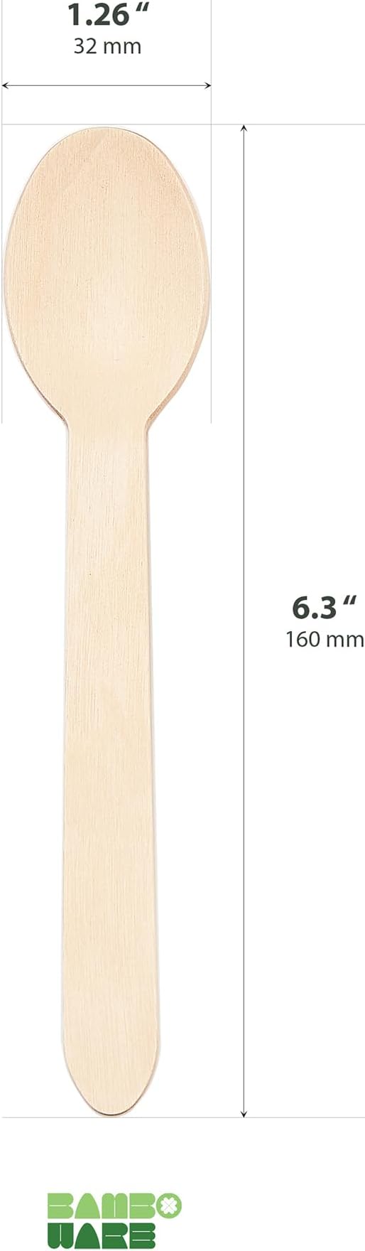 Wooden Spoons 300 Pieces | Natural Birch Wood Disposable Spoons | Biodegradable - Image 2