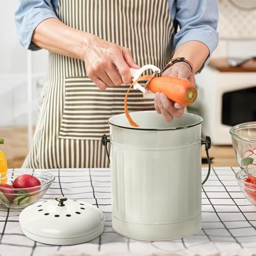 Plexon 1.5 Gallon Kitchen Compost Bin with Lid – Odorless Countertop