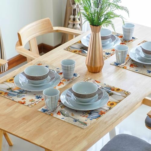Kawani Fall Pumpkin Maple Leaf Placemats Set of 4 Vintage Autumn