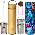18oz Bamboo Tea Tumbler with Lid and 2 Pack Tea Filters for Loose Leaf