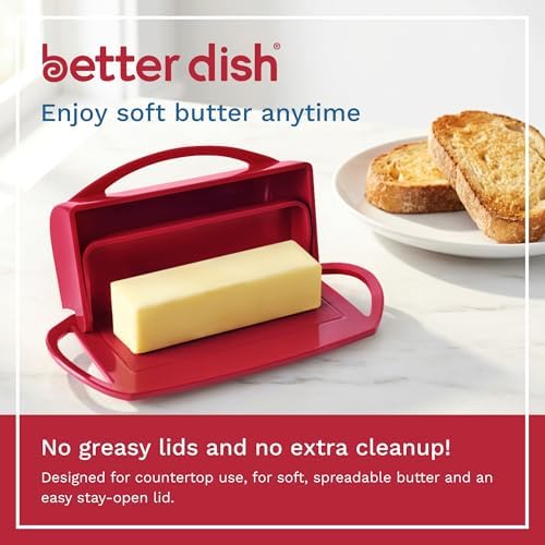 Better Dish Flip Top Butter Dish with Attached Lid - Holds 2 Sticks