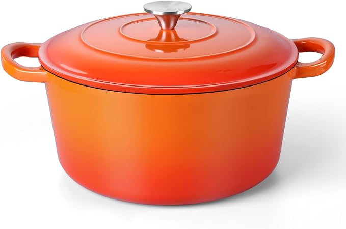TeamFar Enameled Cast Iron Dutch Oven, 6QT Nonstick Dutch Oven Pot by TeamFar