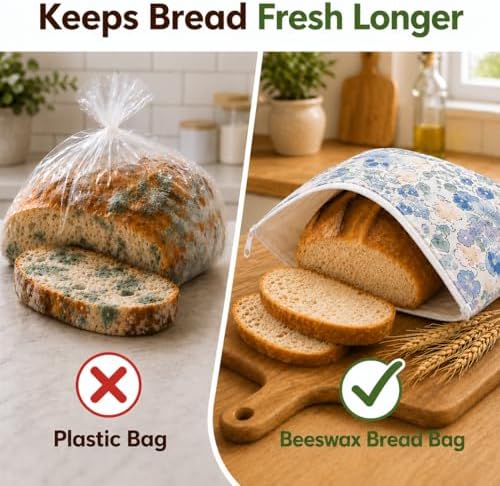 7PCS Beeswax Bread Bags for Sourdough Bread Storage
