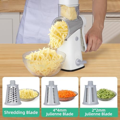 Rotary Cheese Grater Hand Crank, 5 Blades