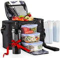 Meal Prep Lunch Bag/Box with 3 Food Containers, 45 Oz., Black