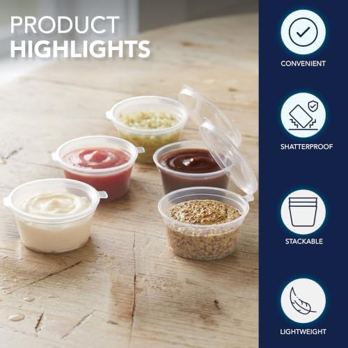 Party Essentials Leak Proof Plastic Condiment Souffle Containers with