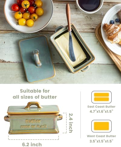 Zoeeker Butter Dish with Lid, Ceramic Butter Holder Container for