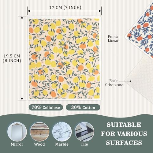 Swedish Dishcloths Dish Towels Set: Kitchen Cellulose Sponge Cloths