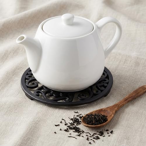 4 Pcs Cast Iron Trivet, 4.6 Inch Round Metal Trivet with Vintage