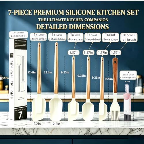 7 Piece Silicone Spatula Set, Food Grade Rubber Spatula with Packaging
