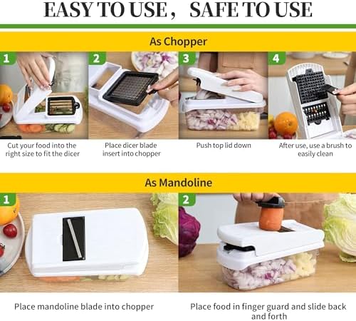 18-in-1 Vegetable Chopper Mandoline Slicer for Kitchen, Food Chopper with Container, Veggie Cutter, Onion Mincer Tomato Dicer, Fruit Slicer Spiralizer, Cheese Grater, Kitchen Gadgets House Essentials