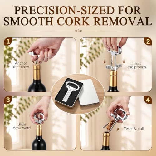 Ah So Wine Opener with 2PCS Airtight Wine Stoppers, U-handle