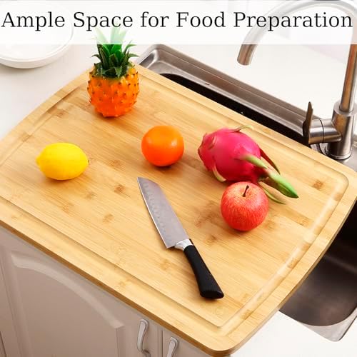 LinTimes Dishwasher Carbonized Large Bamboo Cutting Board - 24"L x