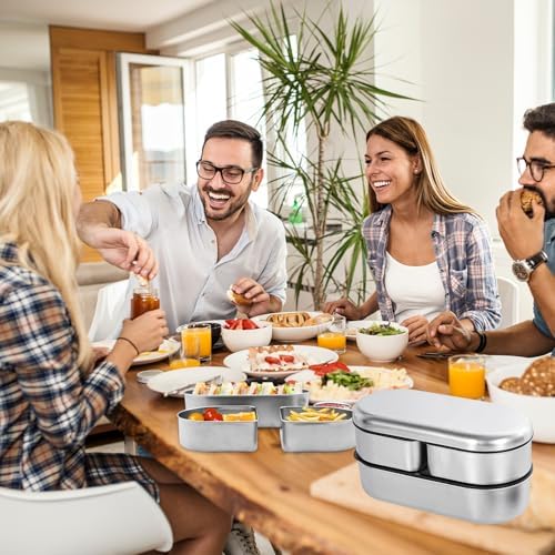 Stainless Steel 3-Compartment Bento Lunch Box, Leakproof