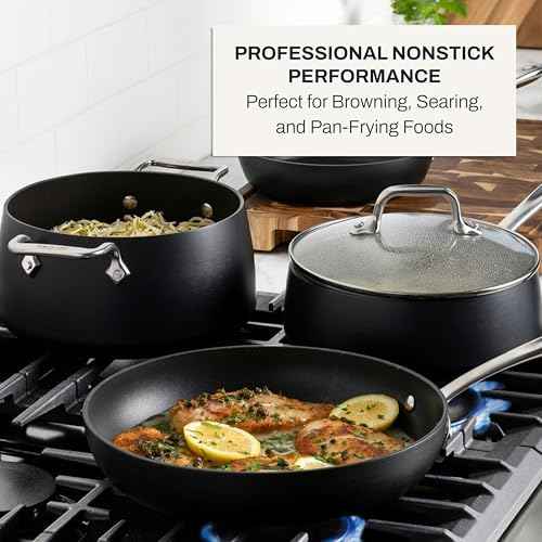 All-Clad HA1 Hard Anodized Nonstick Fry Pan Set – 5-Piece Cookware, 8", 10", 12" Skillets with Lid, Induction Compatible, Oven Safe to 500°F, Lid Safe to 350°F, Black