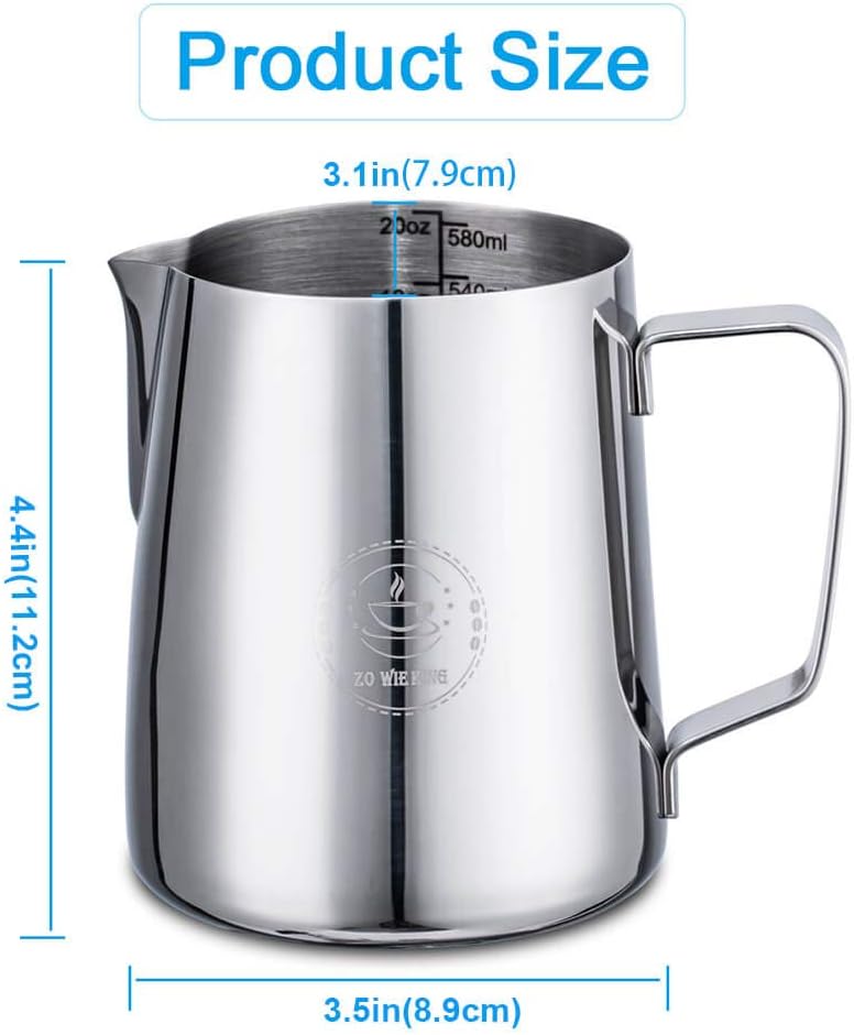 20oz Milk Frothing Pitcher, Stainless Steel Espresso Steamer Frother