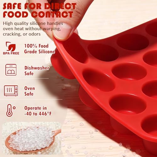 HKNMTT Mini Silicone Muffin Pans for Baking 24Cups BPA-Free Egg Bites