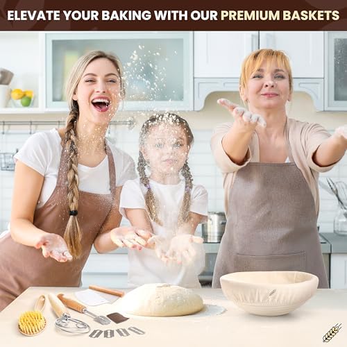 BAKERIA 9" Sourdough Bread Proofing Basket Kit – Artisan Banneton Set