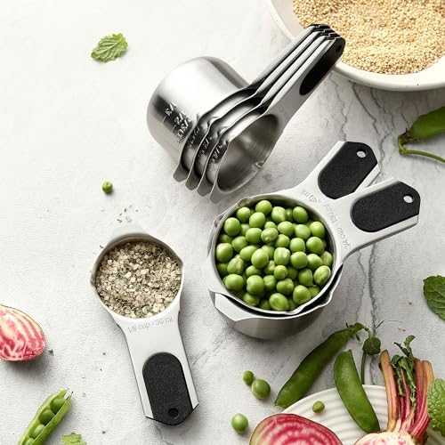 Spring Chef Stainless Steel Magnetic Measuring Cups, Set of 7, Black &