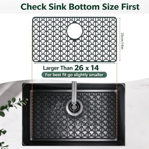26x14 Black Silicone Kitchen Sink Protector Mat