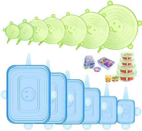 Silicone Stretch Lids, 12 Pack, 6 Sizes Reusable Bowl Covers